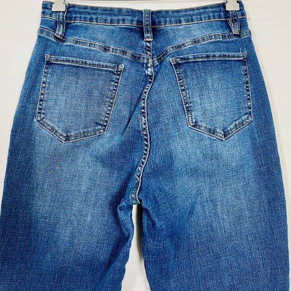 YMI Jeans Womens 11 / 30 Blue Flared Ripped Split Hems Pants High Rise Denim - Picture 6 of 10